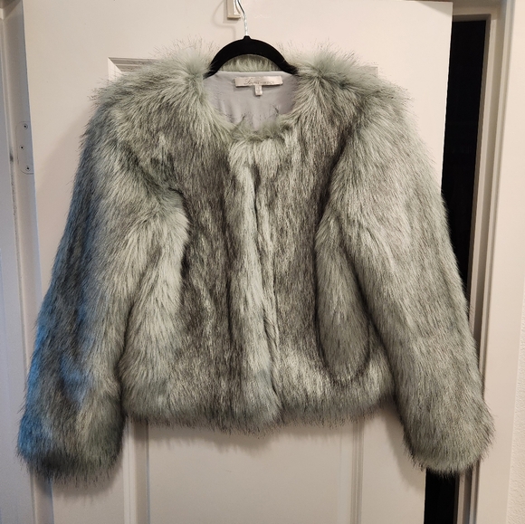 NEW Lovers + Friends Revolve Uptown Faux Fur Coat in Blue size small - Picture 3 of 10